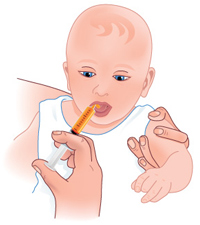 Sử dụng ống tiêm đong thuốc dạng lỏng - Tiêm uống qua miệng trẻ