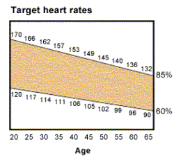Sử dụng biểu đồ này để giúp xác định nhịp tim mục tiêu của bạn.