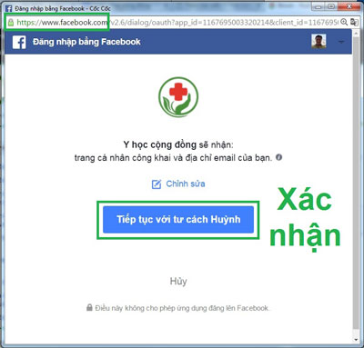 Xác nhận của facebook