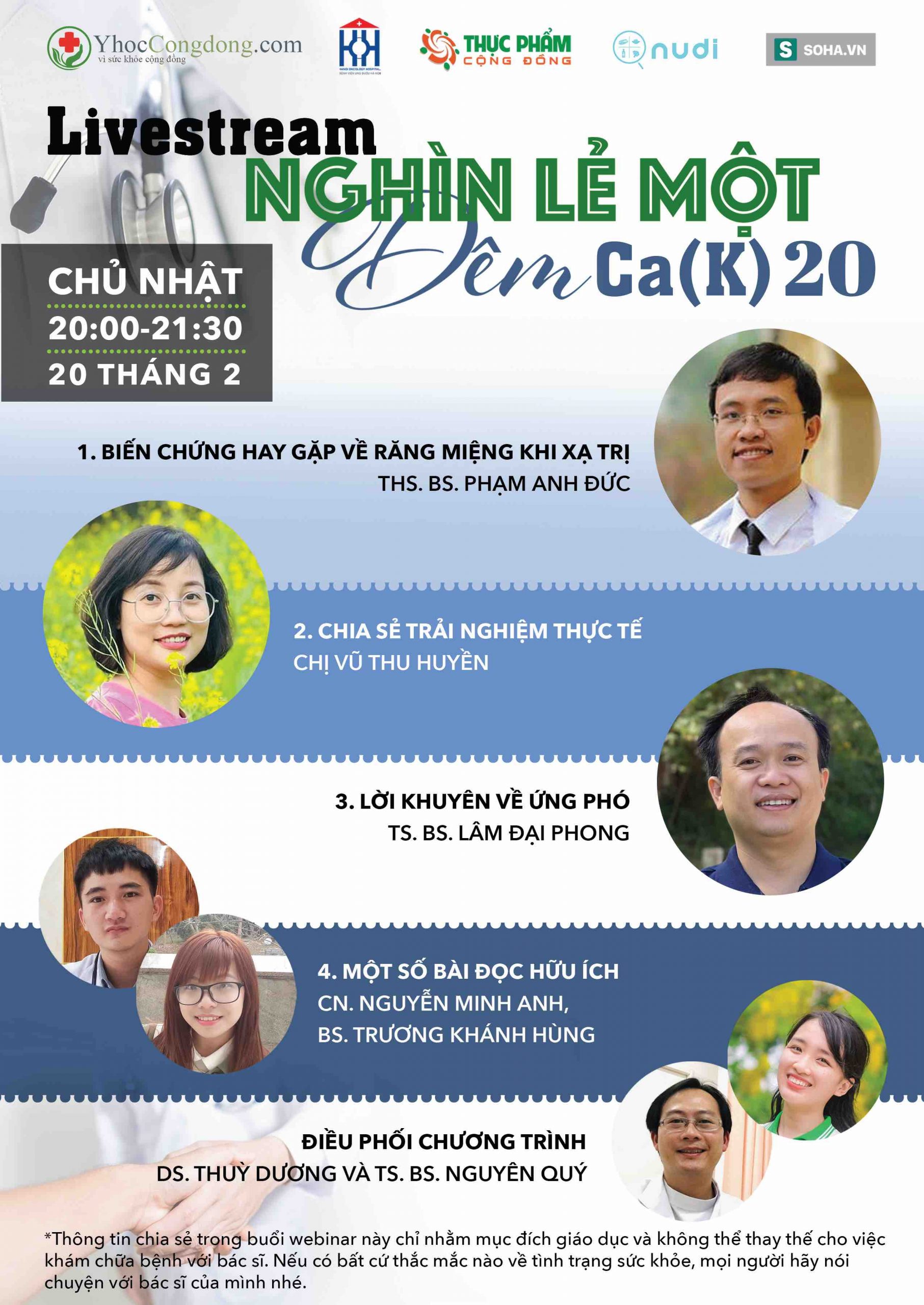 Webinar Tạp kỹ “Nghìn lẻ một đêm Ca (K)” lần 20 - Chăm sóc răng miệng khi điều trị ung thư