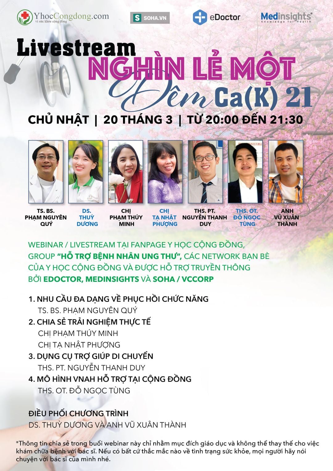 Webinar Tạp kỹ “Nghìn lẻ một đêm Ca (K)” lần 21 - Ung thư và Phục hồi chức năng